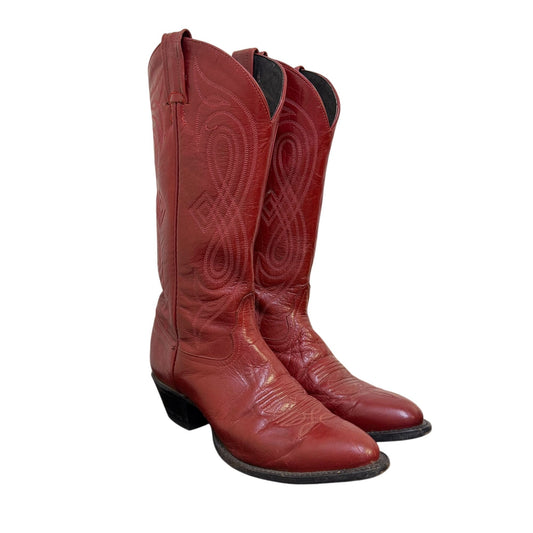 Tony Lama Red Leather Western Cowboy Boots Size 6.5