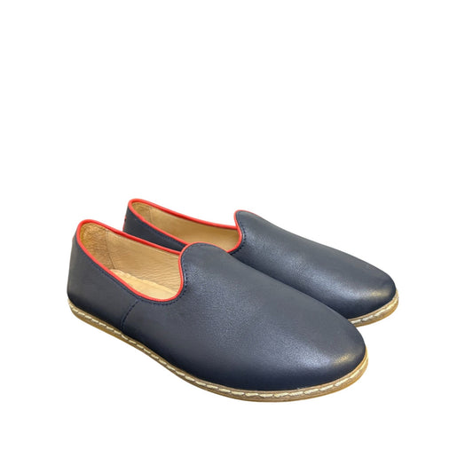 Charix Navy & Red Leather Slip-On Shoes Size 9.5