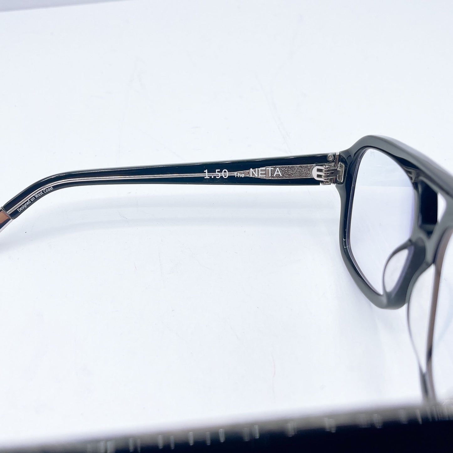 Caddis Neta Reading Glasses 1.50 Black Frame Rectangle Shape With Original Box