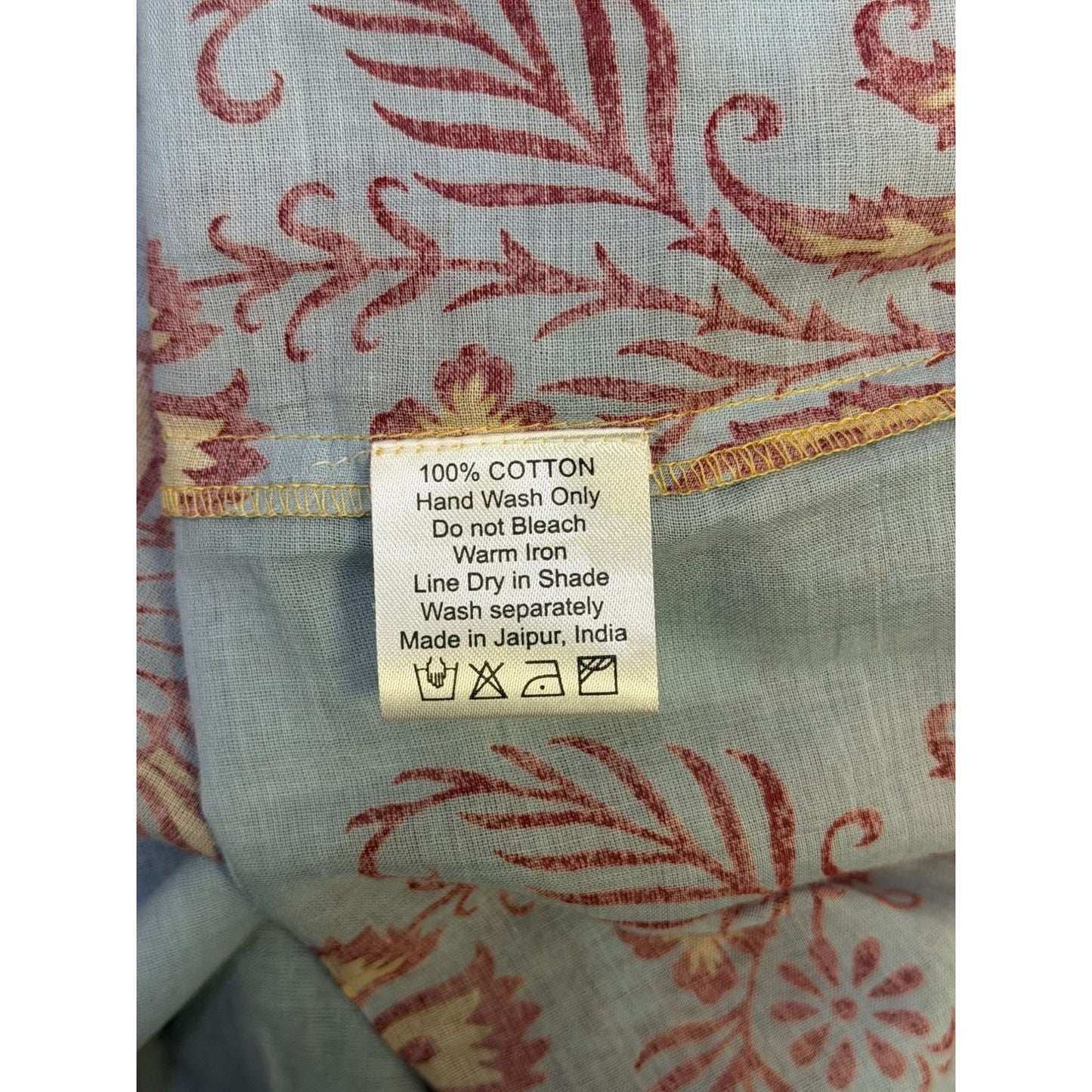 Daughters Of India Bohemian Maxi Dress Blue Yellow Red Floral Block Print XS