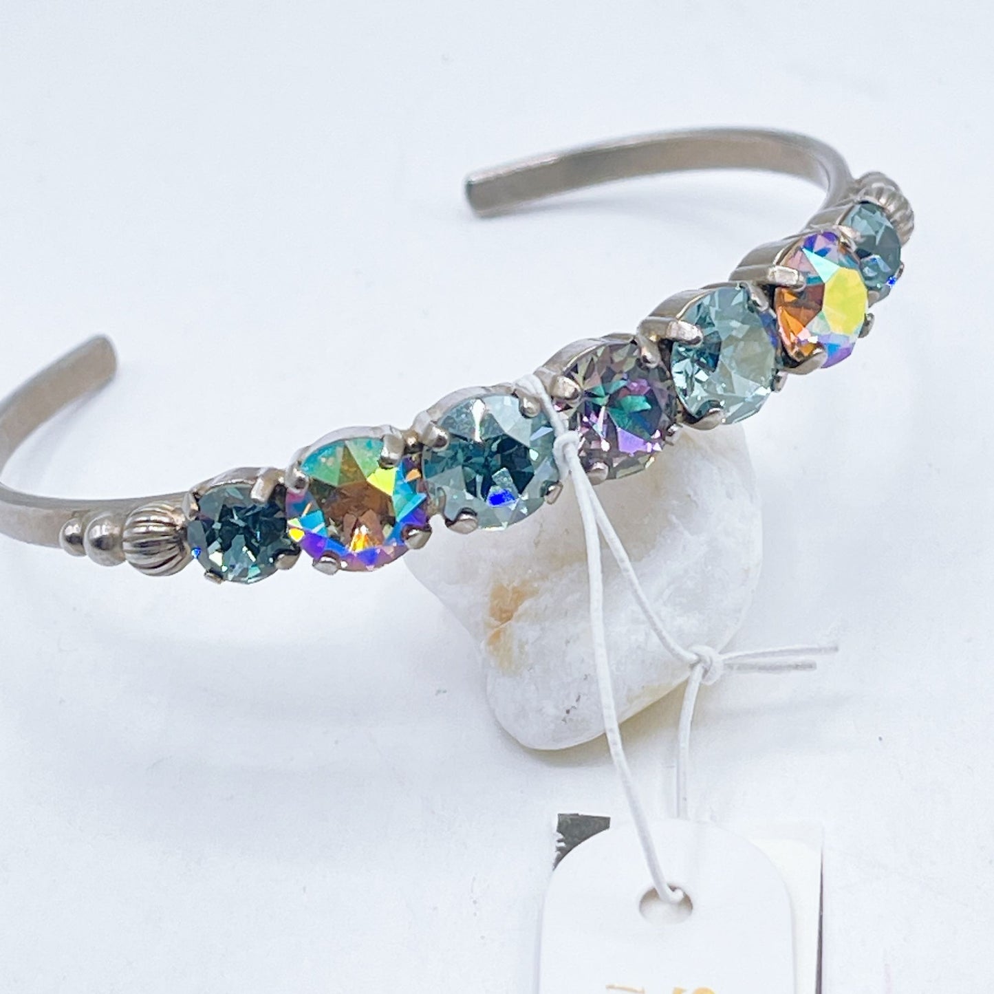 NWT Sorrelli Silver-Tone Cuff Bracelet With Multi-Color Crystal Accents
