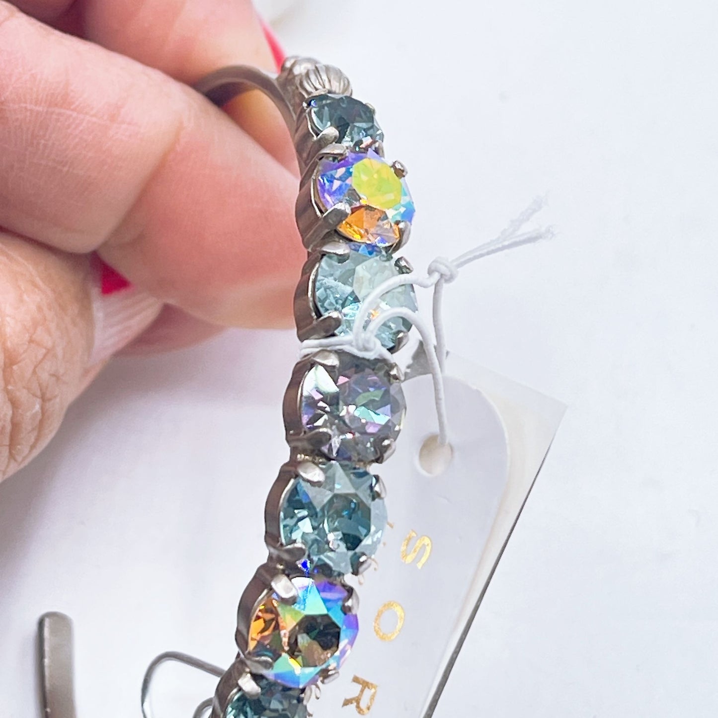 NWT Sorrelli Silver-Tone Cuff Bracelet With Multi-Color Crystal Accents