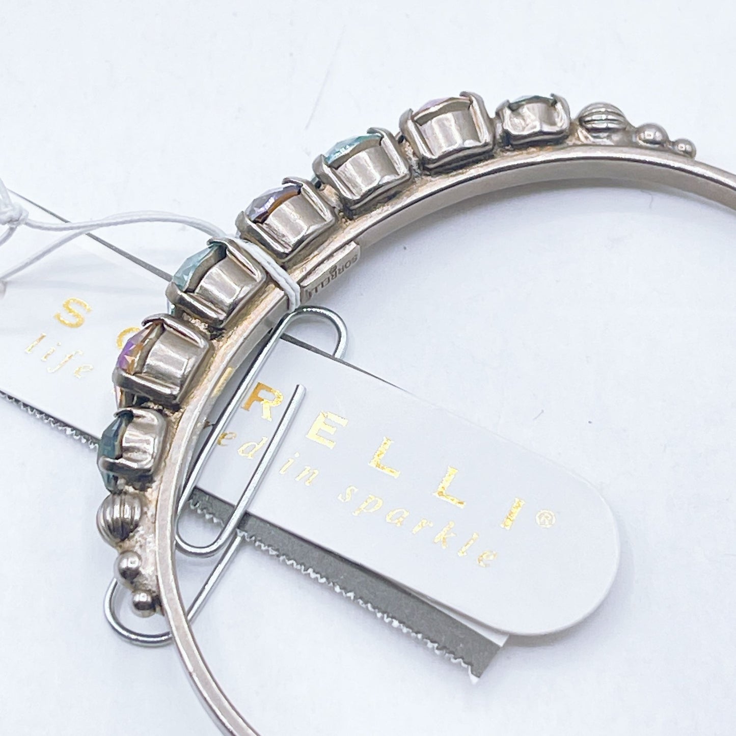 NWT Sorrelli Silver-Tone Cuff Bracelet With Multi-Color Crystal Accents