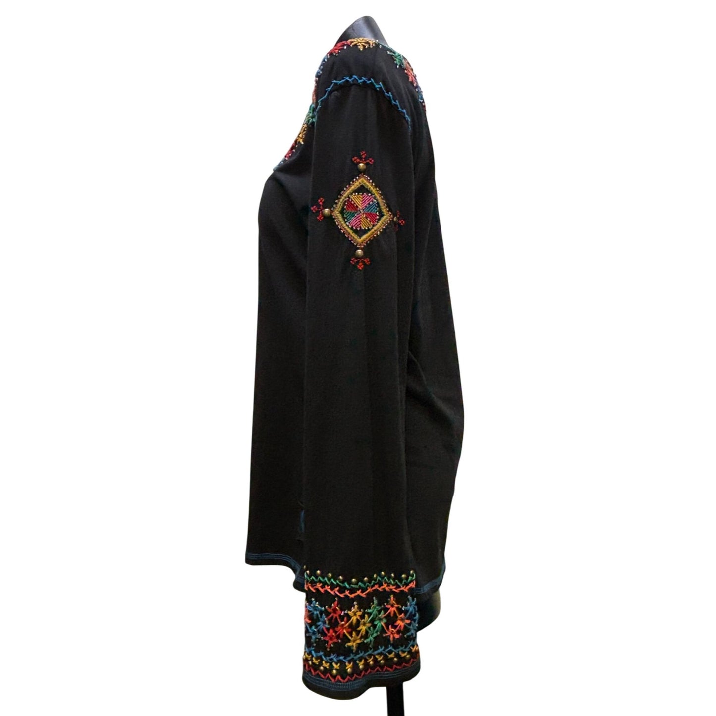 Double D Ranch Blouse Black With Vibrant Multicolor Accents XL