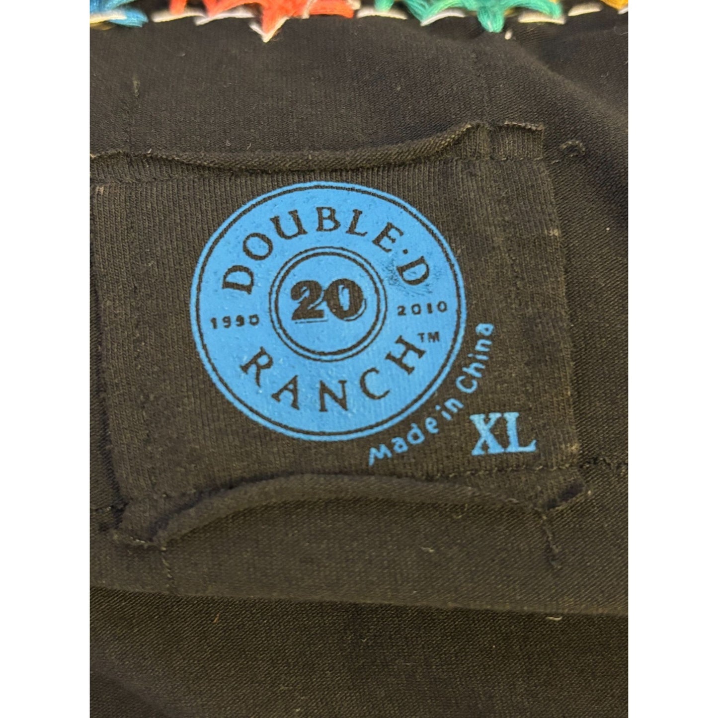 Double D Ranch Blouse Black With Vibrant Multicolor Accents XL