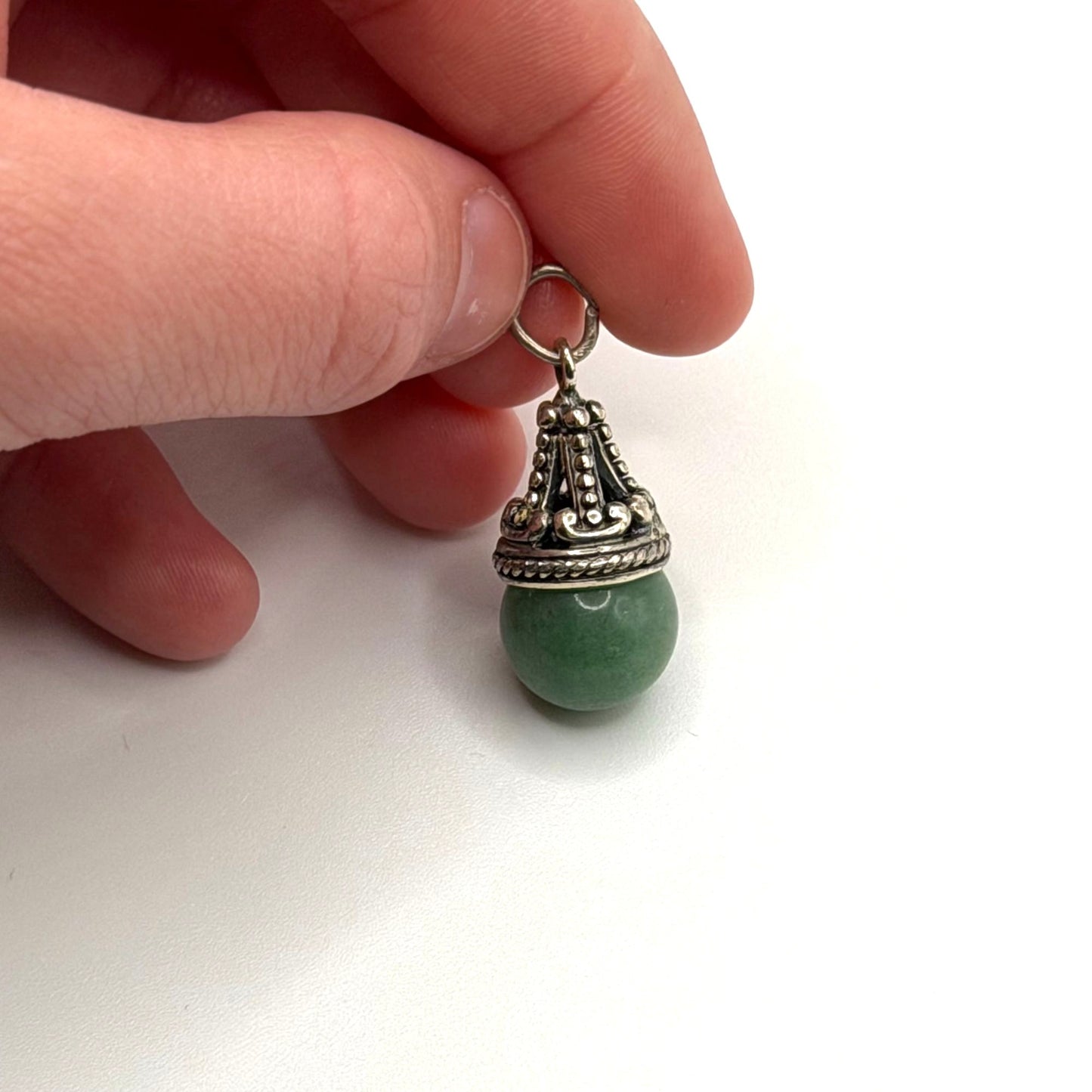 925 Sterling Silver Jade Ball Pendant
