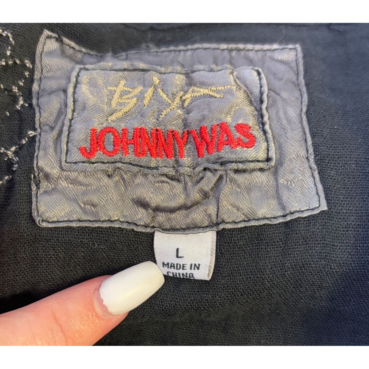Biya Johnny Was Black Embroidered Floral Tunic Blouse L