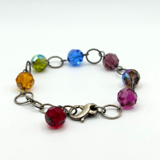 Emily Ray 925 Sterling Silver Bracelet With Multicolor Faceted Glass