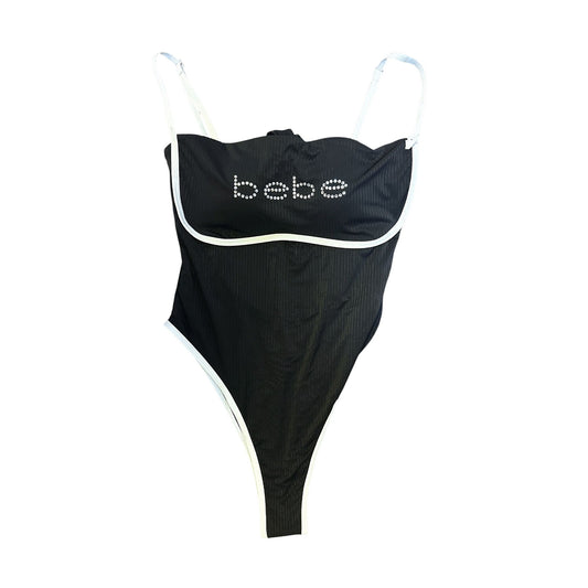 NWT Bebe Black & White One-Piece Swimsuit w/Adjustable Straps