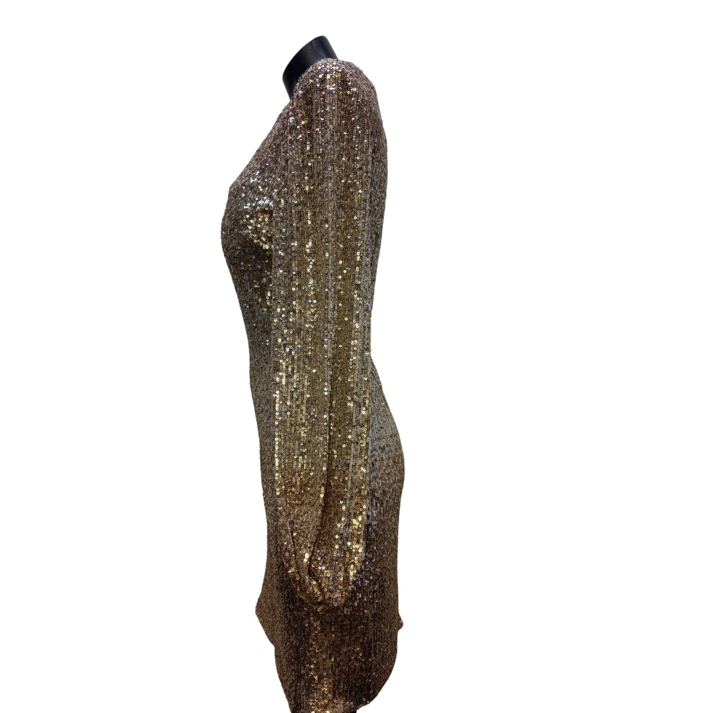 Sequin Gold Long Sleeve Dress By BHLDN 8