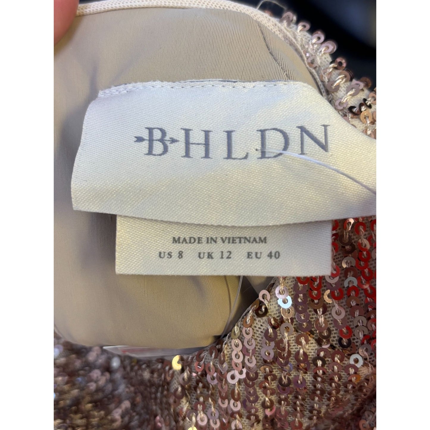 Sequin Gold Long Sleeve Dress By BHLDN 8