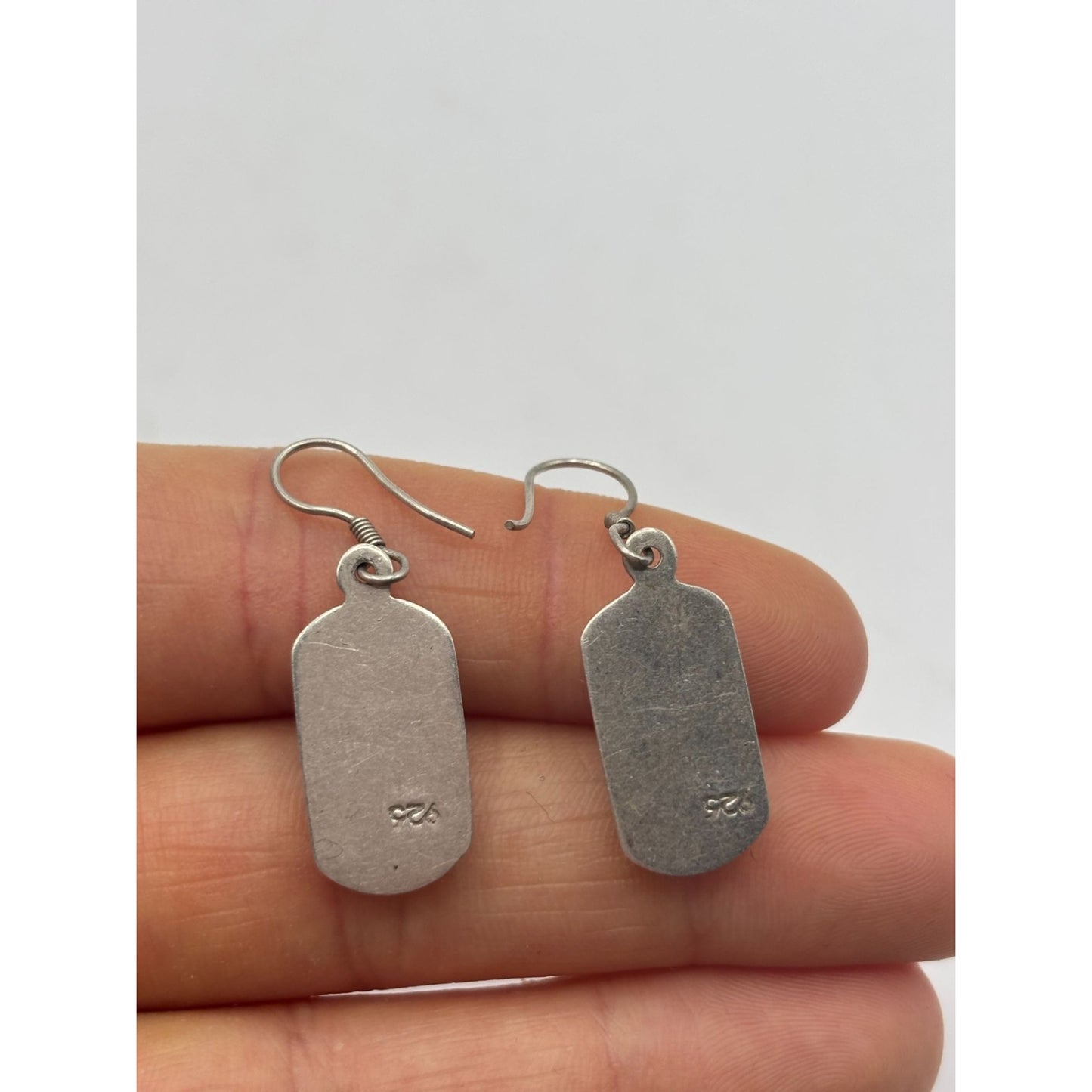 Sterling 925 Silver & Red Stone Drop Earrings
