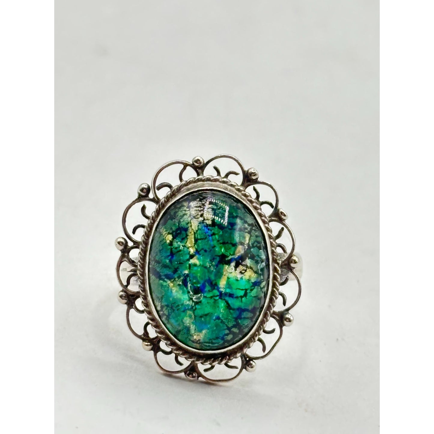 Sterling Silver Triplet Opal Ring Size 5.5