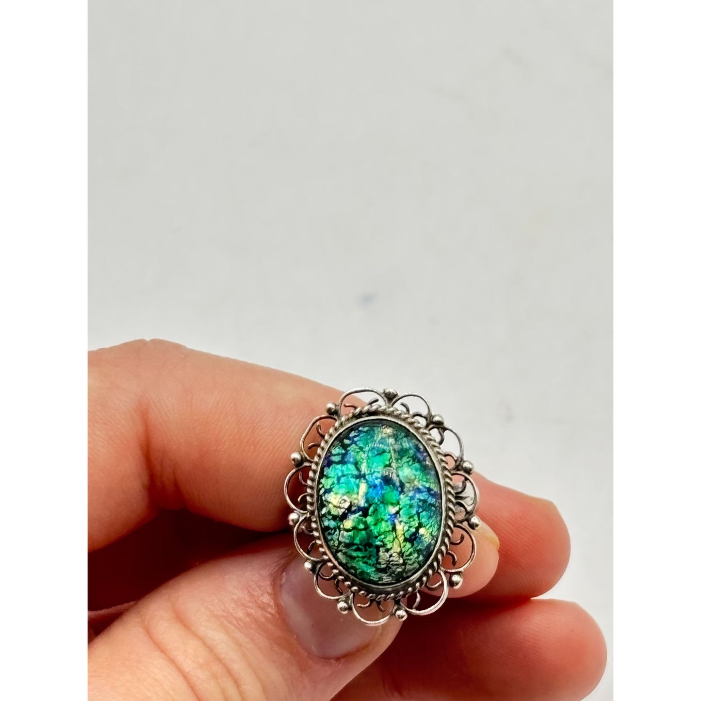Sterling Silver Triplet Opal Ring Size 5.5