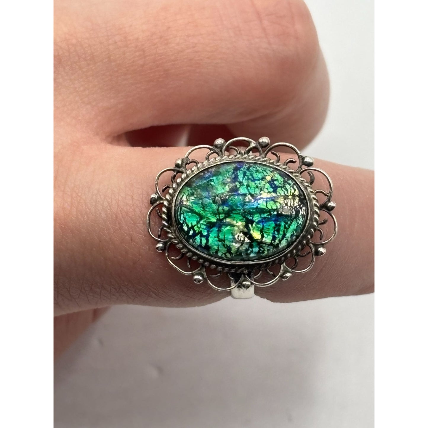Sterling Silver Triplet Opal Ring Size 5.5