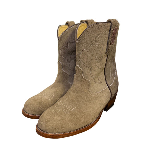 AG Leather Western Boots Kingsland Taupe Suede Round To Size 8