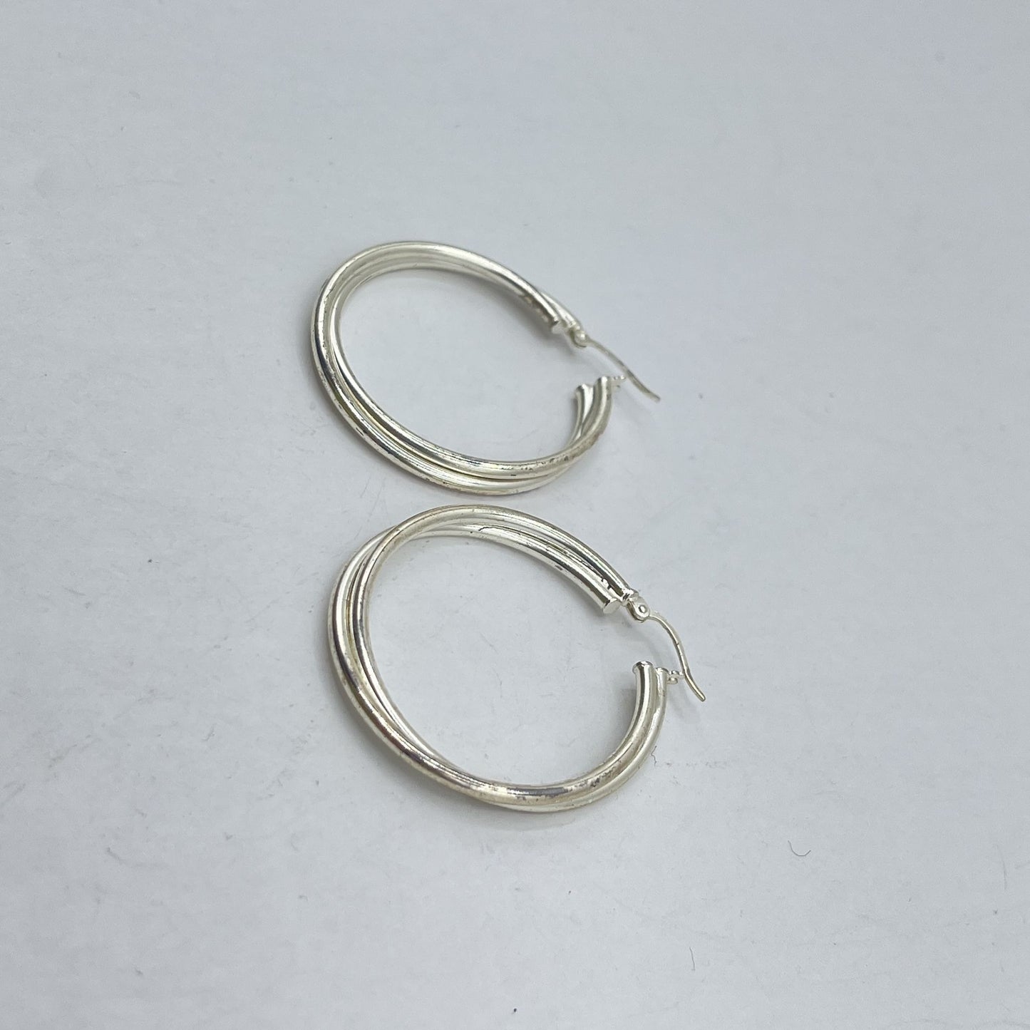 925 Sterling Silver Textured Hoop Earrings Round