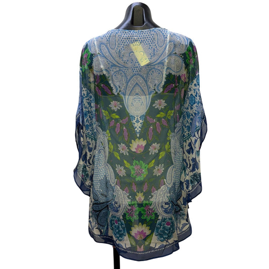 Hale Bob Blouse/Cami Blue Multi Floral V-Neck S