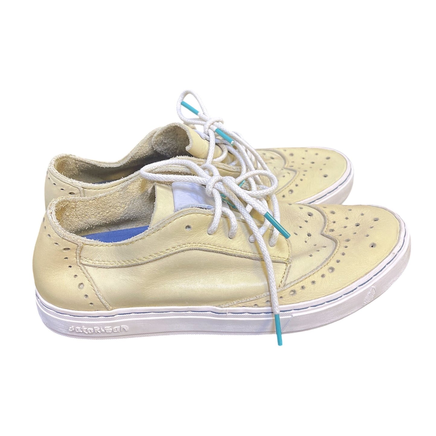 Satorisan Casual Shoes Size 7.5 Yellow Leather Perforated Design