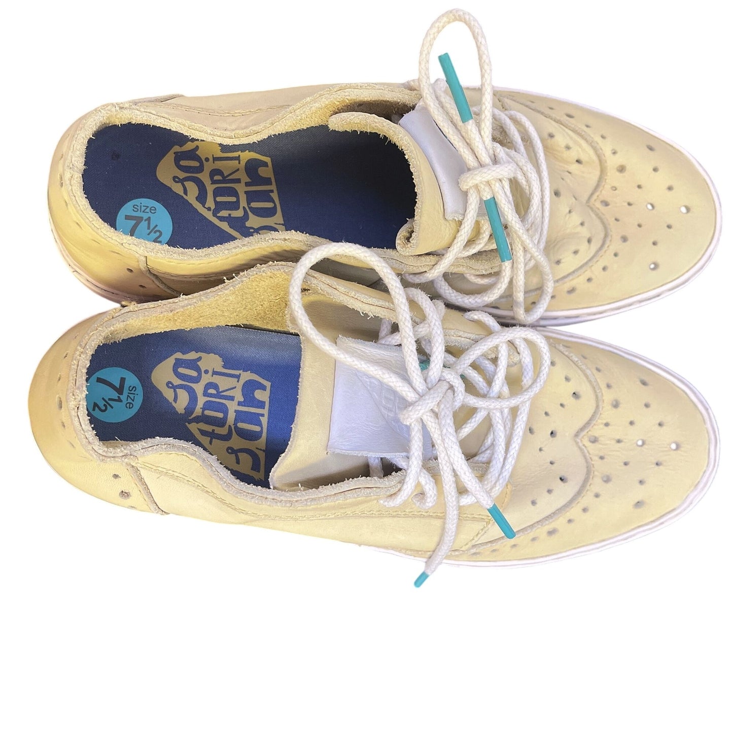 Satorisan Casual Shoes Size 7.5 Yellow Leather Perforated Design