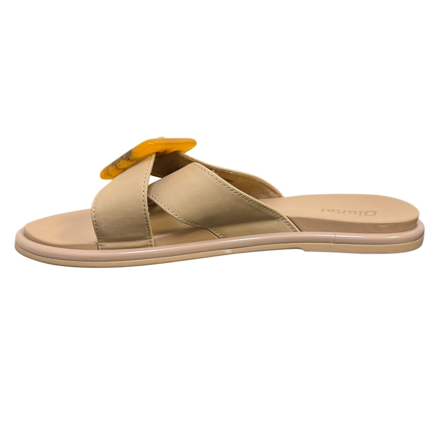 Olukai Beige Sandals With Yellow Buckle Accents Size 7