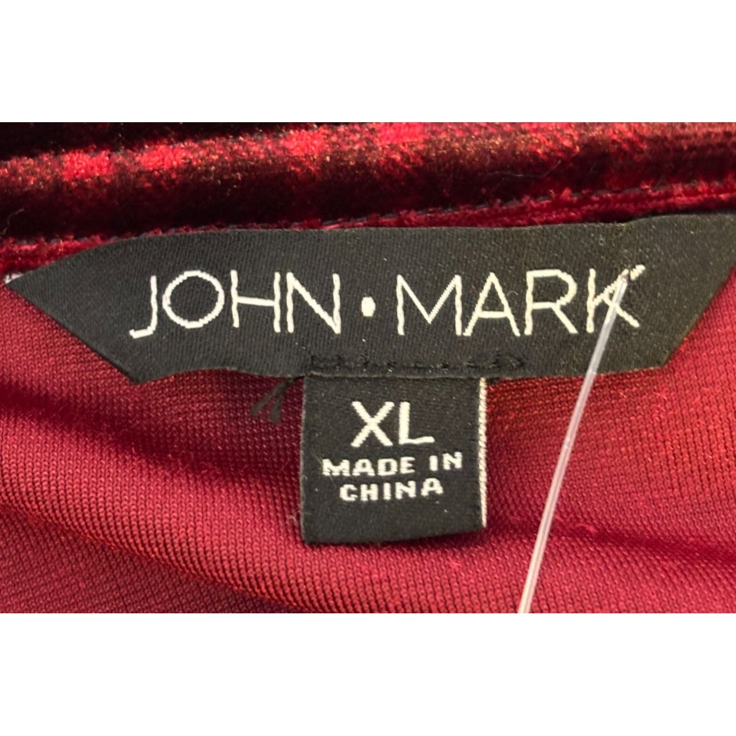John Mark Red Plaid Velour Tunic Shirt XL