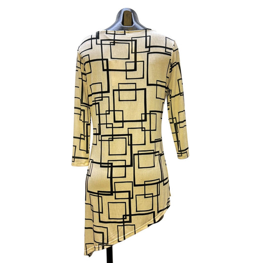 NWT Vecceli Italy Asymmetric Tunic Blouse Black & White S