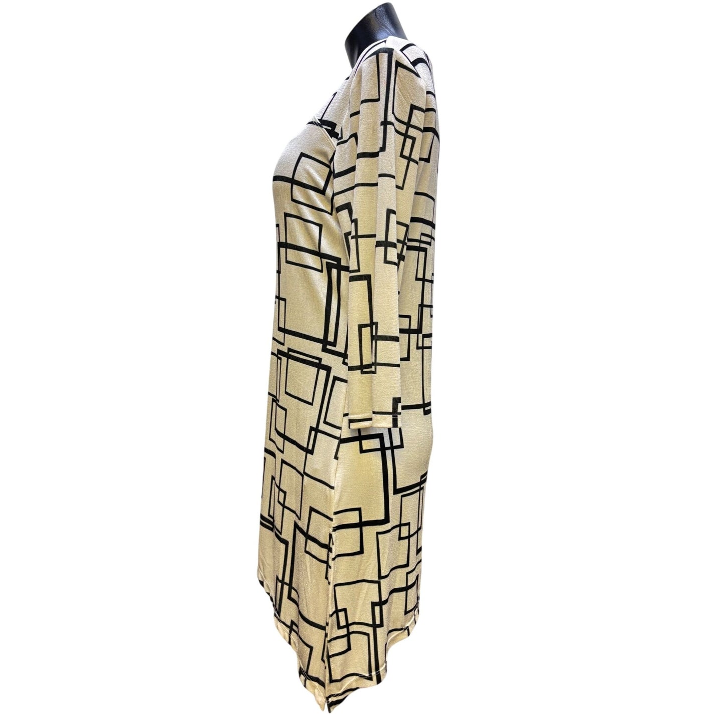 NWT Vecceli Italy Asymmetric Tunic Blouse Black & White S