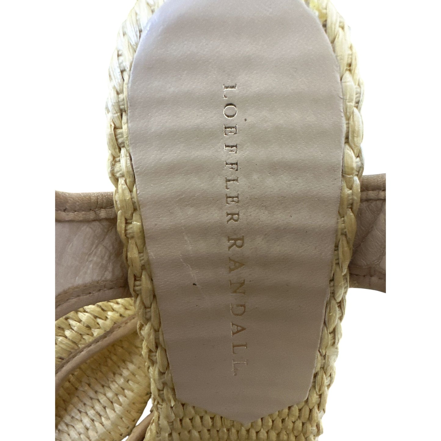 Loeffler Randall Vintage Woven Straw & Leather Peep-Toe Valentine Wedge Heels