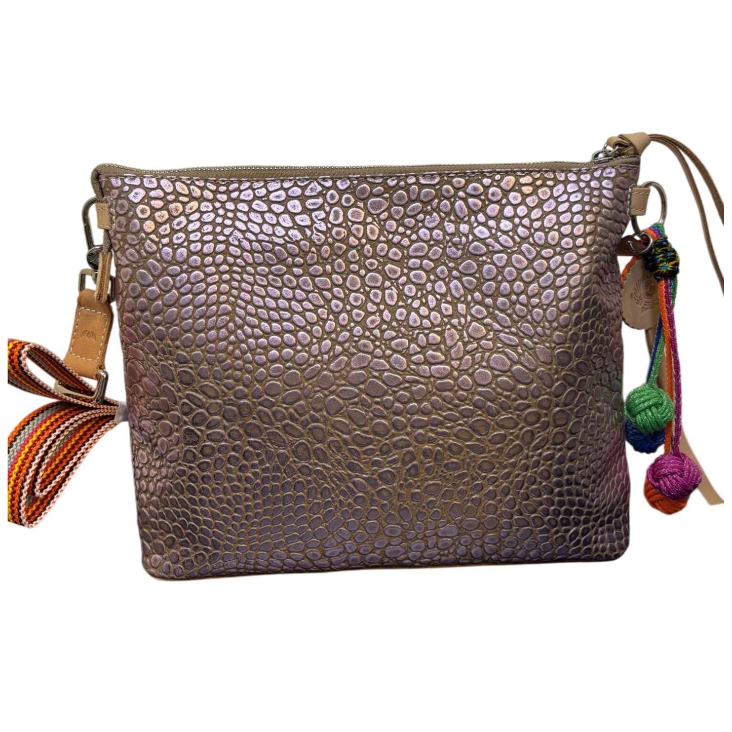 Consuela Lilac Crossbody Bag With Textured Leather