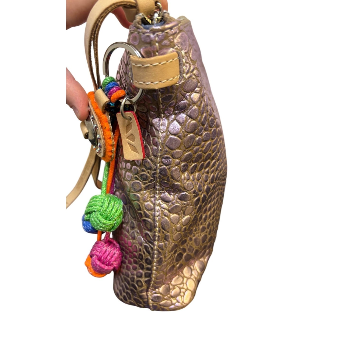 Consuela Lilac Crossbody Bag With Textured Leather