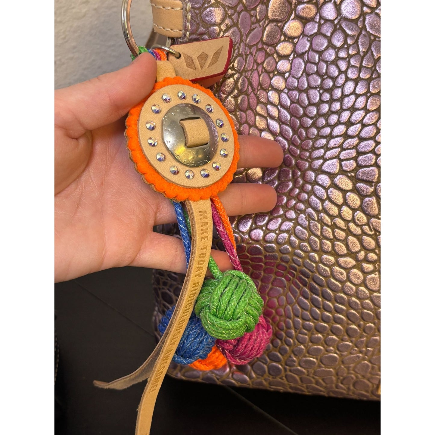 Consuela Lilac Crossbody Bag With Textured Leather