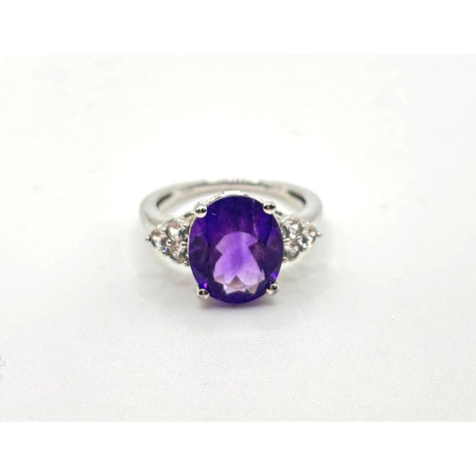 Amethyst Gemstone Ring Sterling Silver 925 Size 7.5