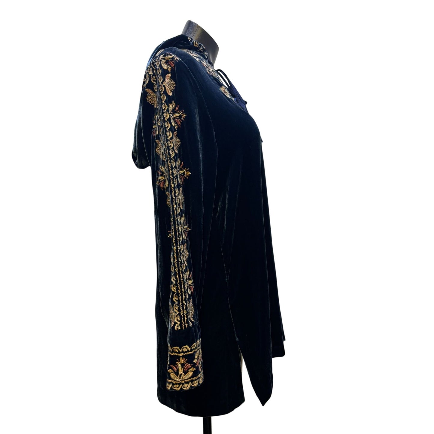 Jade Johnny Was Embroidered Velvet Blouse Navy Multi Size L