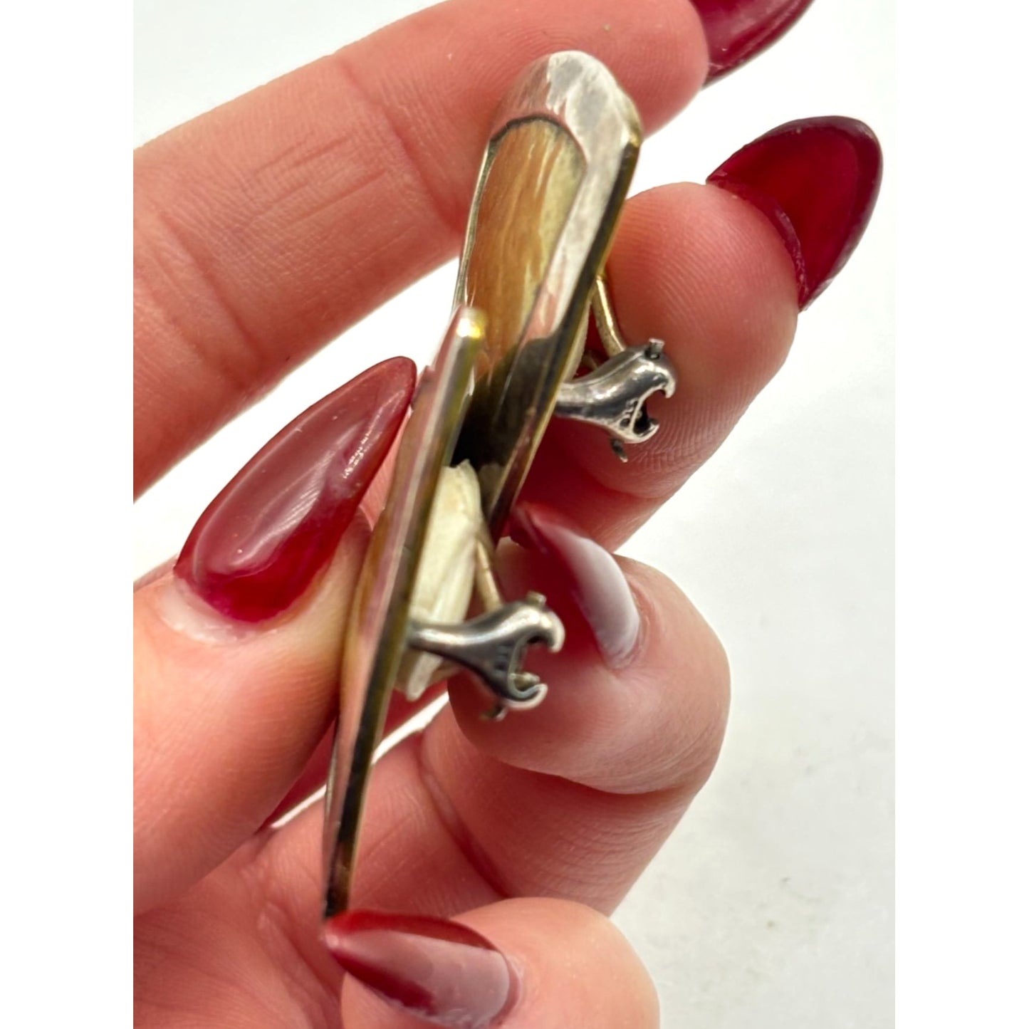 Jeep Collins Retired Hammered 925 Brass Clip-On Earrings Triangle Shape