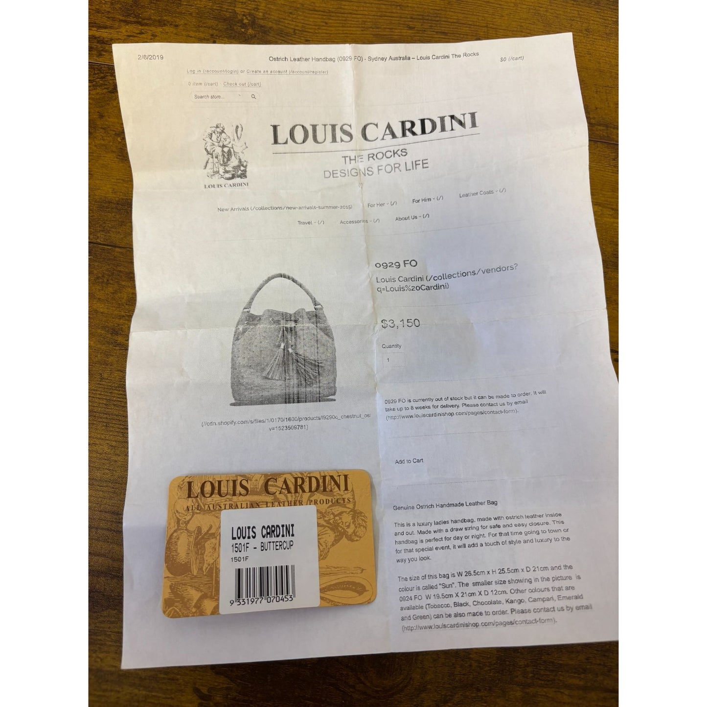 Louis Cardini BMOF Buttercup Ostrich Leather Drawstring Bucket Bag Tassels Handbag M