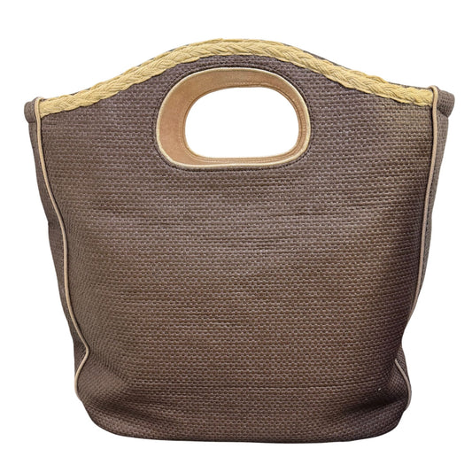 Elaine Turner Brown Woven Tote Bag With Braided Handle