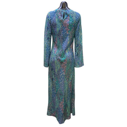 Rixo Turquoise Multi-Print Long-Sleeve Dress S