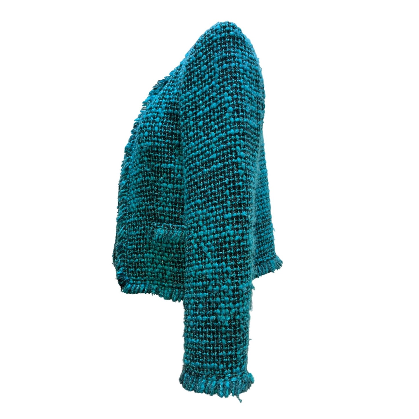 Alice+Olivia Womens Tweed Jacket Turquoise Size S