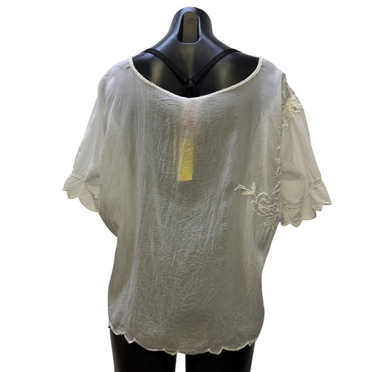 Johnny Was White Embroidered Floral Blouse XS