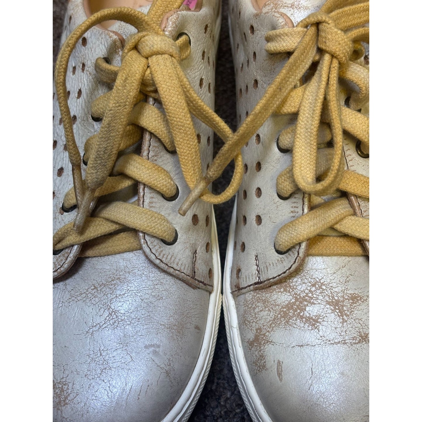 Bed Stu Beige Perforated Lace-Up Sneakers 9