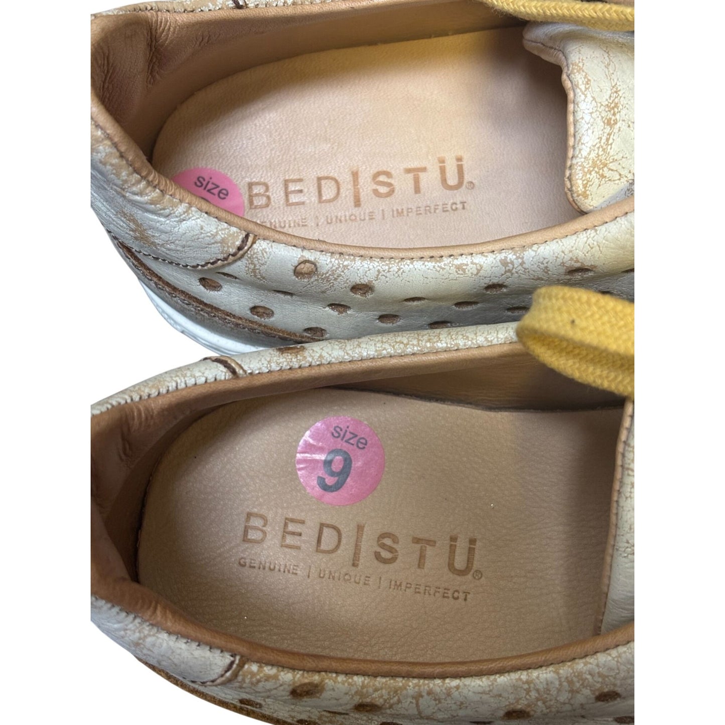 Bed Stu Beige Perforated Lace-Up Sneakers 9