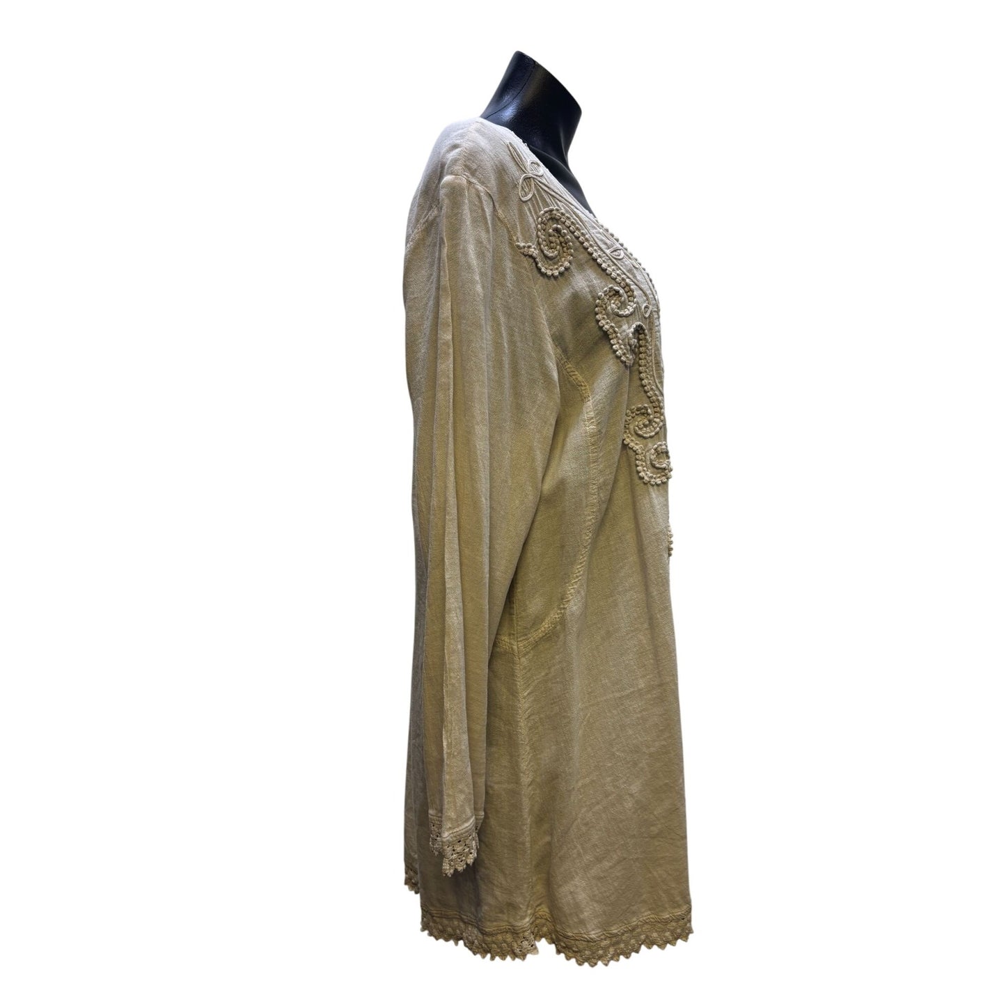 NWT Gretty Zueger Cream Embroidered Tunic Blouse XL