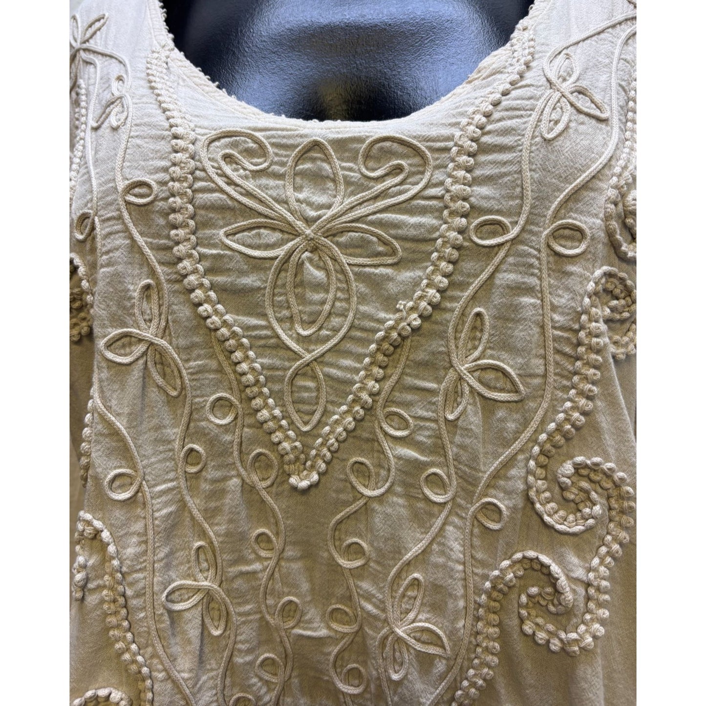NWT Gretty Zueger Cream Embroidered Tunic Blouse XL