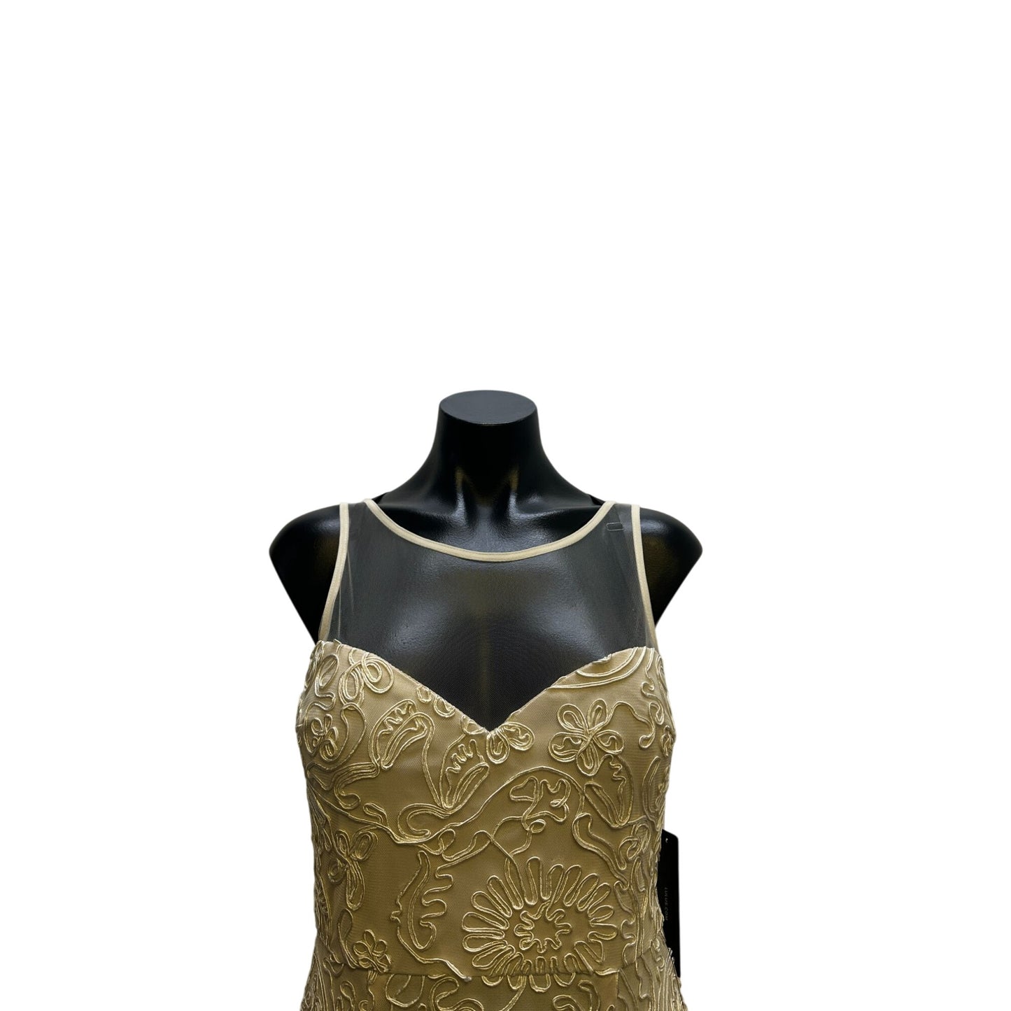 NWT Lulu Ivory Floral Lace Sleeveless Formal Gown w/Sheer Back Size M