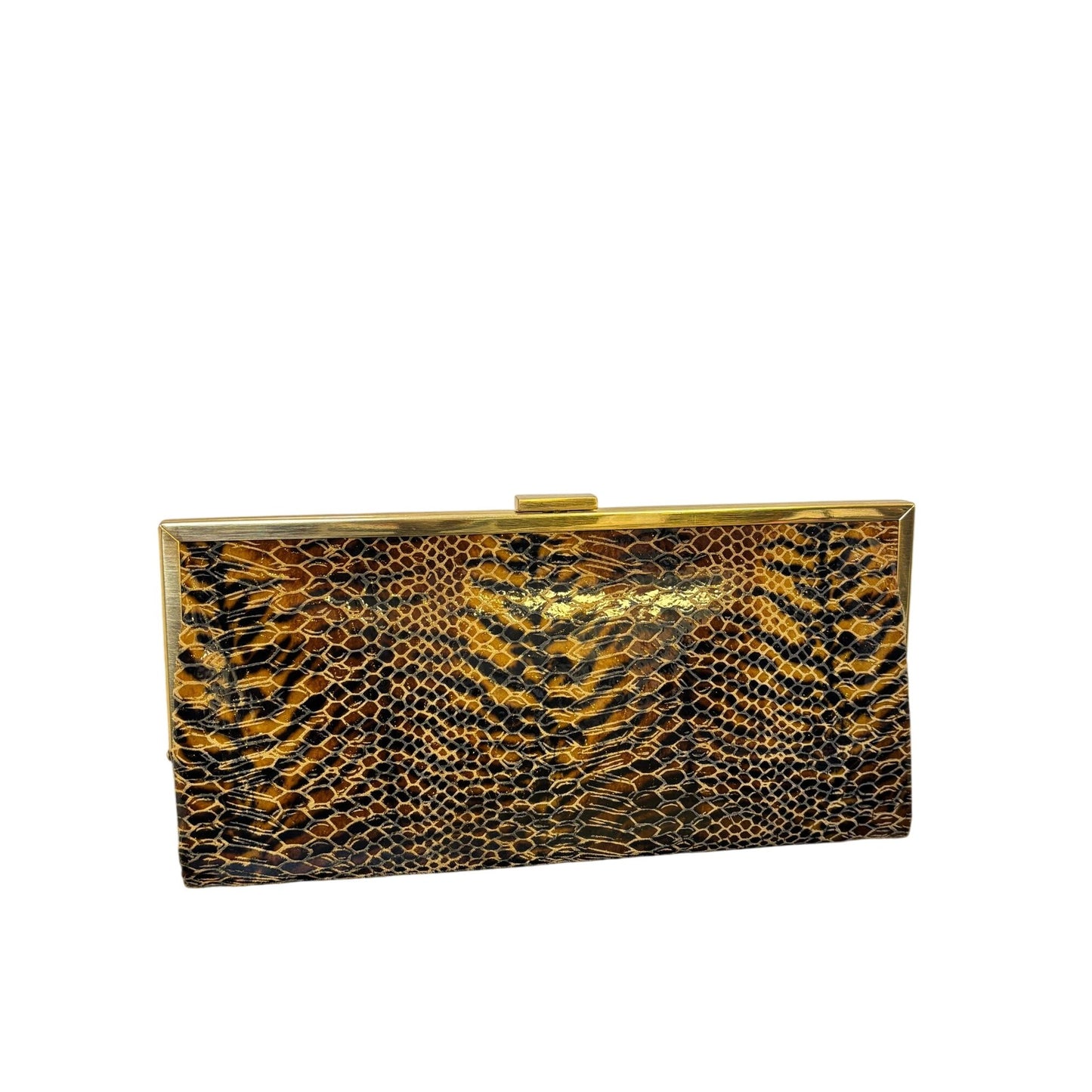 Animal Print Hobo Clutch Wallet With Gold Frame