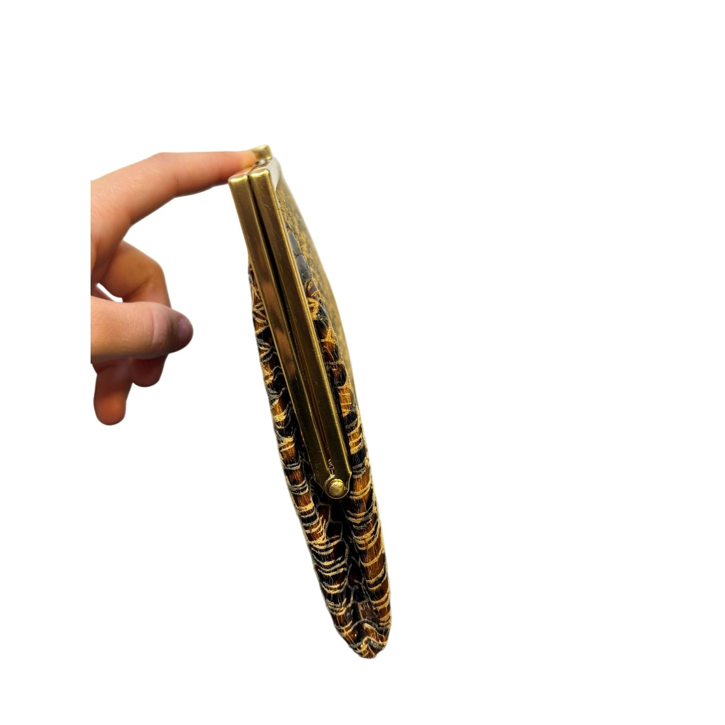 Animal Print Hobo Clutch Wallet With Gold Frame