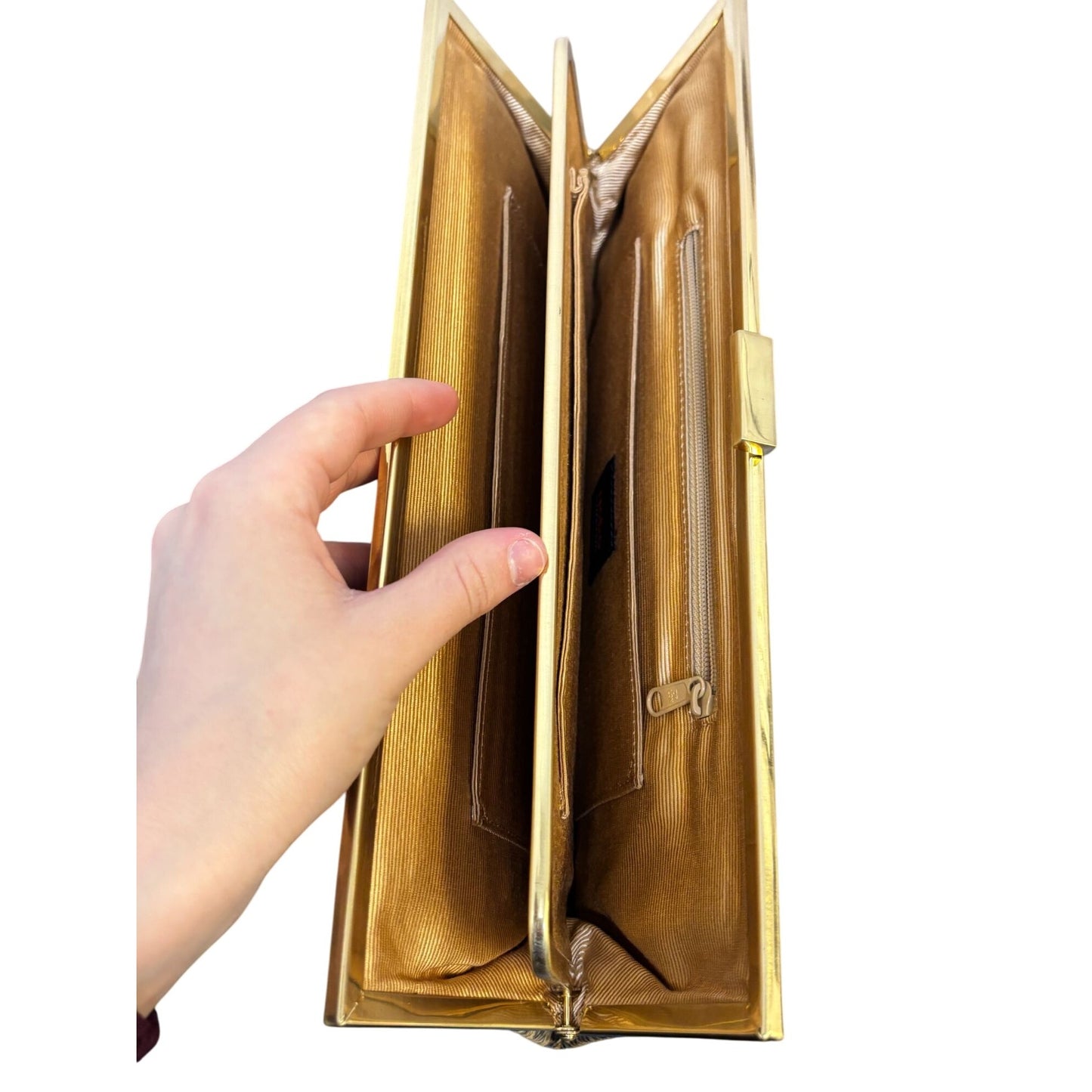 Animal Print Hobo Clutch Wallet With Gold Frame