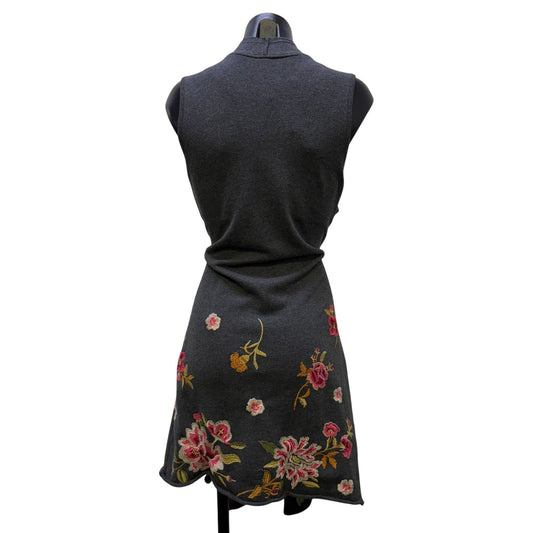 Johnny Was Floral Embroidered Gray Vest M