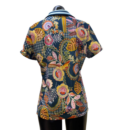 Johnny Was Active Polo Shirt Floral Pattern Multi M